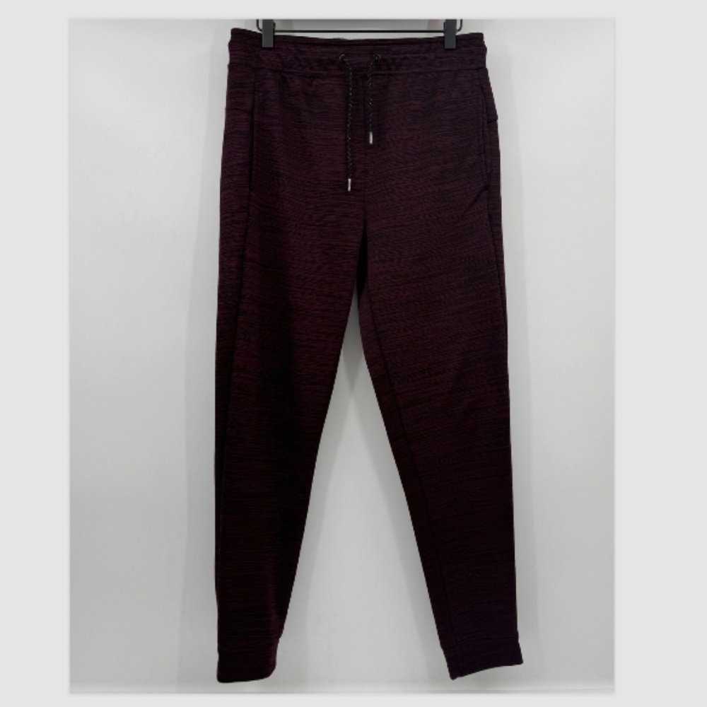 Hollywood The Jean People Joggers Men Medium Burgundy Waffle Knit Lined Pants
